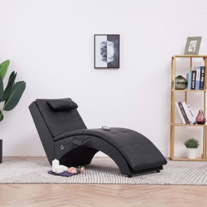 Image de  Chaise longue de massage avec oreiller Noir Similicuir