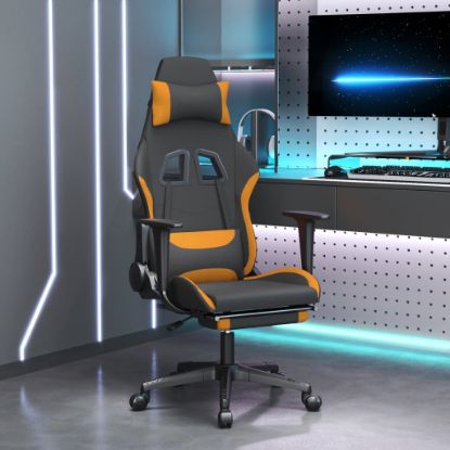 Image de  Chaise de jeu avec repose-pied Noir et orange Tissu