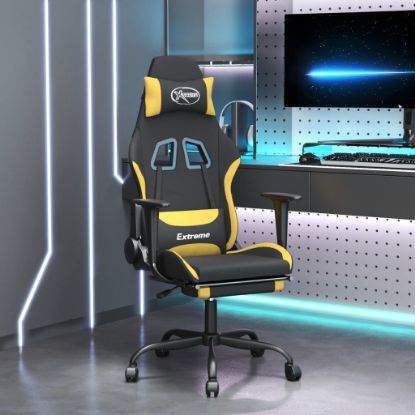 Image de  Chaise de jeu avec repose-pied Noir et jaune Tissu