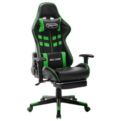 Image de  Chaise de jeu avec repose-pied Noir et vert Cuir artificiel