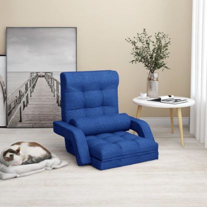 Image de  Chaise pliable de sol avec fonction de lit Bleu Tissu