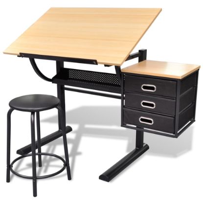 Image de  Table à dessin inclinable à 3 tiroirs avec tabouret