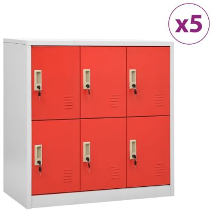 Image de  Armoires à casiers 5 pcs Gris clair et rouge 90x45x92,5cm Acier