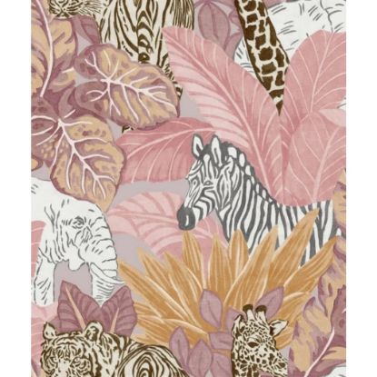 Image de Good Vibes Papier peint Jungle Animals Rose et orange