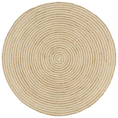 Image de Tapis fait à la main Jute avec design de spirale Blanc 120 cm