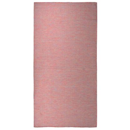 Image de Tapis à tissage plat d'extérieur 100x200 cm Rouge