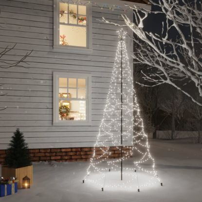 Image de Arbre de Noël avec poteau en métal 500 LED blanches froides 3m