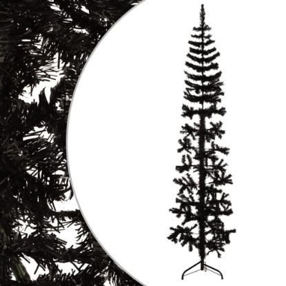 Image de Demi sapin de Noël artificiel mince avec support Noir 180 cm