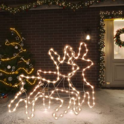 Image de Rennes de Noël avec LED 2 pcs Blanc chaud 57x55x4,5 cm