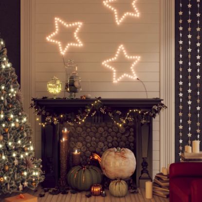 Image de Figures d'étoiles de Noël avec 48 LED 2 pcs Blanc chaud 56 cm