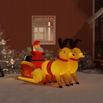 Image de Décoration gonflable de Père Noël et renne à LED 130 cm