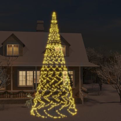 Image de Sapin de Noël sur mât de drapeau 3000 LED Blanc chaud 800 cm