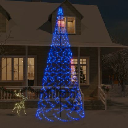 Image de Sapin de Noël sur mât de drapeau 1400 LED Bleues 500 cm