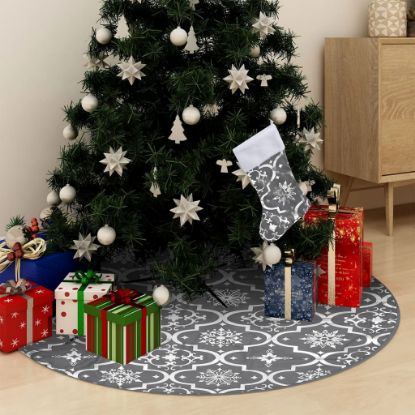 Image de Jupe de sapin de Noël de luxe avec chaussette Gris 90 cm Tissu