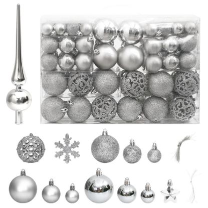 Image de Ensemble de boules de Noël 111 pièces argenté polystyrène