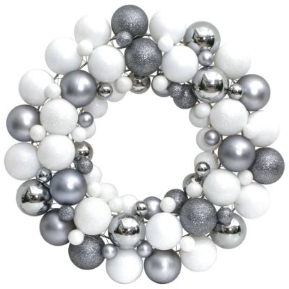 Image de Couronne de Noël blanc et gris 45 cm polystyrène