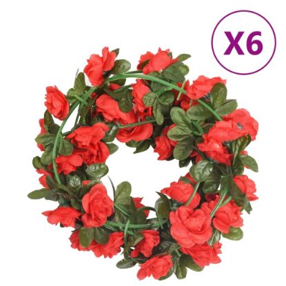 Image de Guirlandes de fleurs artificielles 6 pcs rouge 240 cm