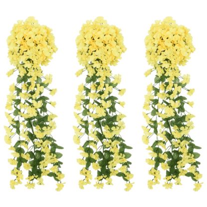 Image de Guirlandes de fleurs artificielles 3 pcs Jaune 85 cm