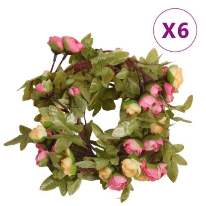 Image de Guirlandes de fleurs artificielles 6 pcs rose 215 cm