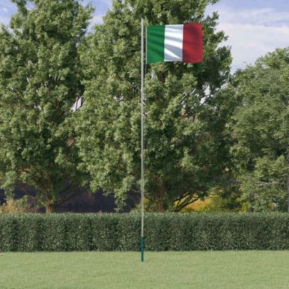 Image de Drapeau de l'Italie et mât 6,23 m Aluminium