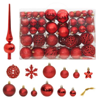 Image de Ensemble de boules de Noël 111 pièces rouge polystyrène