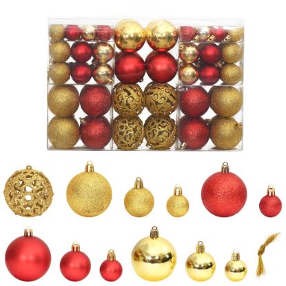 Image de Boules de Noël 100 pcs doré et rouge bordeaux 3 / 4 / 6 cm