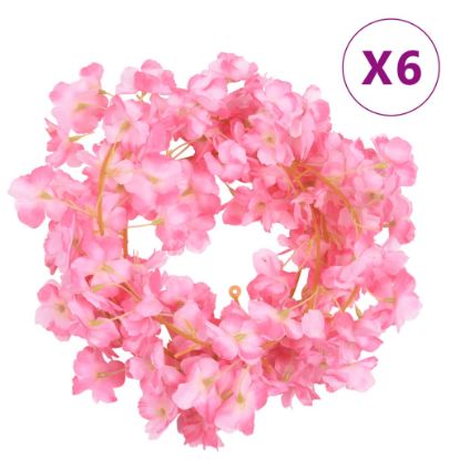 Image de Guirlandes de fleurs artificielles 6 pcs rose foncé 180 cm
