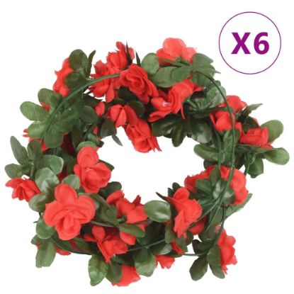 Image de Guirlandes de fleurs artificielles 6 pcs rouge 250 cm