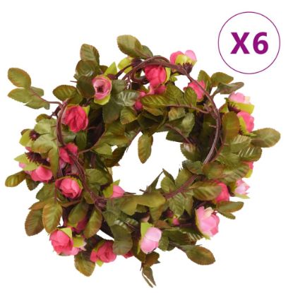 Image de Guirlandes de fleurs artificielles 6 pcs rose 215 cm