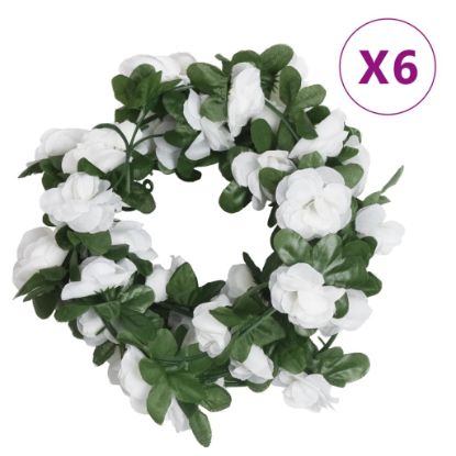 Image de Guirlandes de fleurs artificielles 6 pcs blanc 250 cm