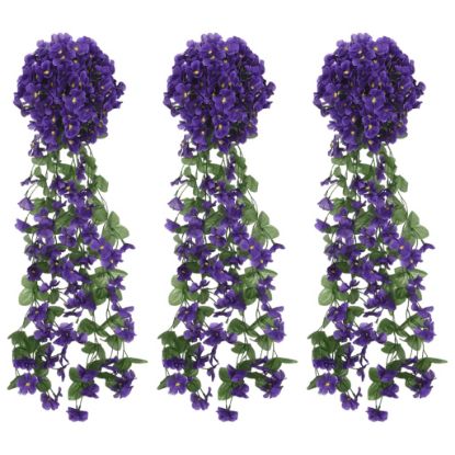 Image de Guirlandes de fleurs artificielles 3 pcs violet foncé 85 cm