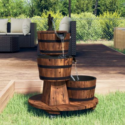 Image de Fontaine à eau sur roues pompe 55x55x80 cm bois de sapin massif