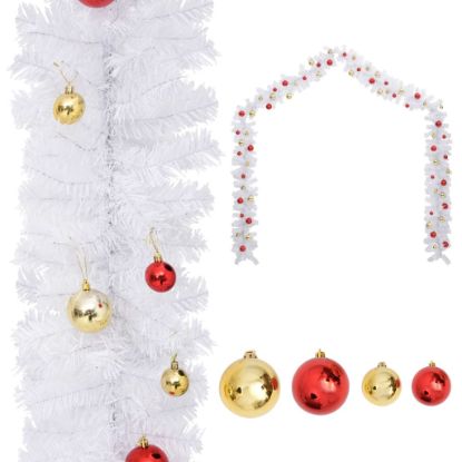 Image de Guirlande de Noël décorée avec boules Blanc 10 m