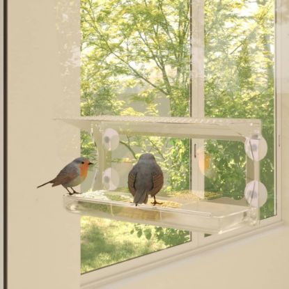 Image de Mangeoires à oiseaux de fenêtre 2 pcs Acrylique 30x12x15 cm