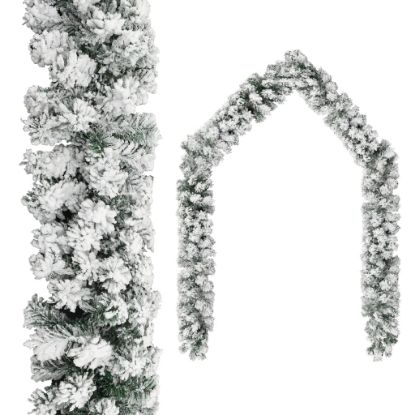 Image de Guirlande de Noël avec neige floquée Vert 10 m PVC