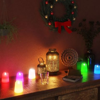 Image de Bougies électriques sans flamme à LED colorées 12 pcs