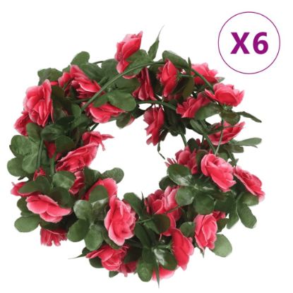 Image de Guirlandes de fleurs artificielles 6 pcs rouge rosé 250 cm