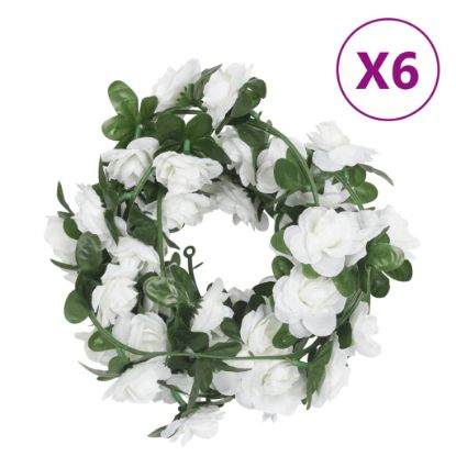 Image de Guirlandes de fleurs artificielles 6 pcs blanc 240 cm
