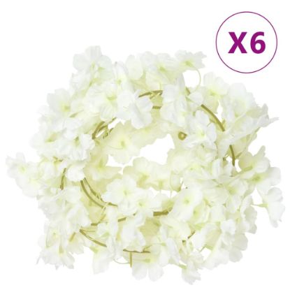 Image de Guirlandes de fleurs artificielles 6 pcs blanc 180 cm