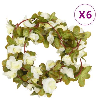 Image de Guirlandes de fleurs artificielles 6 pcs blanc 250 cm