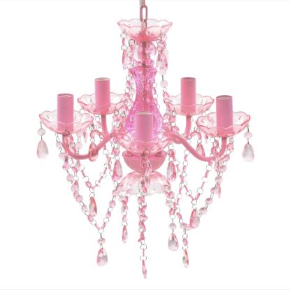 Image de Lustre avec 5 ampoules Crystal rose