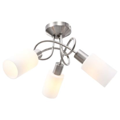 Image de Plafonnier avec abat-jour en verre 3 ampoules E14 Blanc  Cône