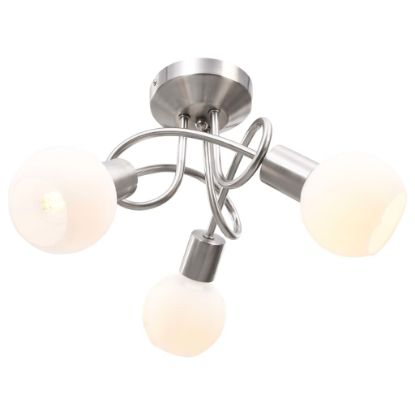 Image de Plafonnier avec abat-jour en verre 3 ampoules E14 Blanc  Bol
